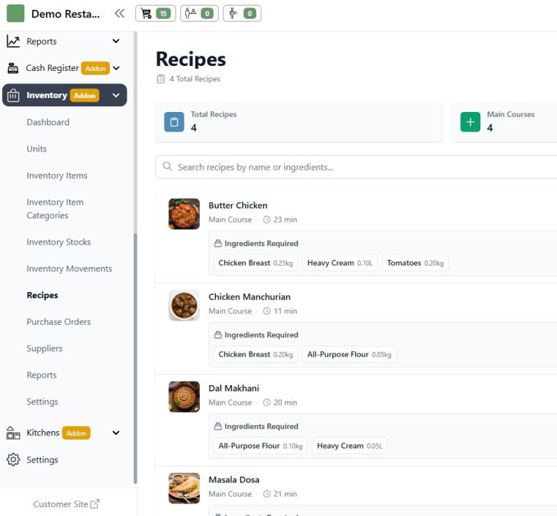 Recipe & Inventory Management